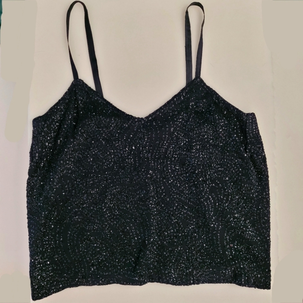 High-End Sequined Black Top